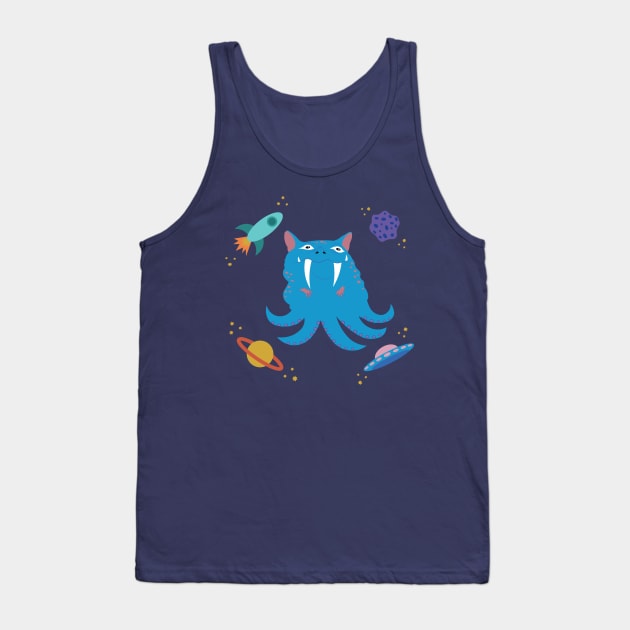 Whimsical Blue Tentacle Creature Tank Top by AlisonDennis